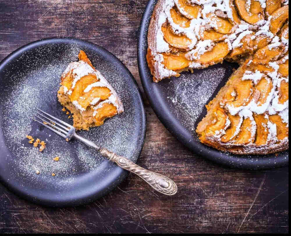 Rezept für Apfelkuchen mit braunem Mandelmehl