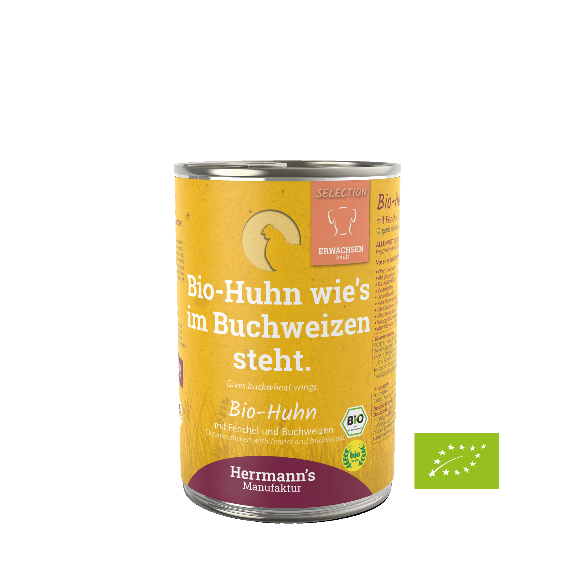 Bio-Huhn mit Fenchel und Buchweizen, 400 g Dose