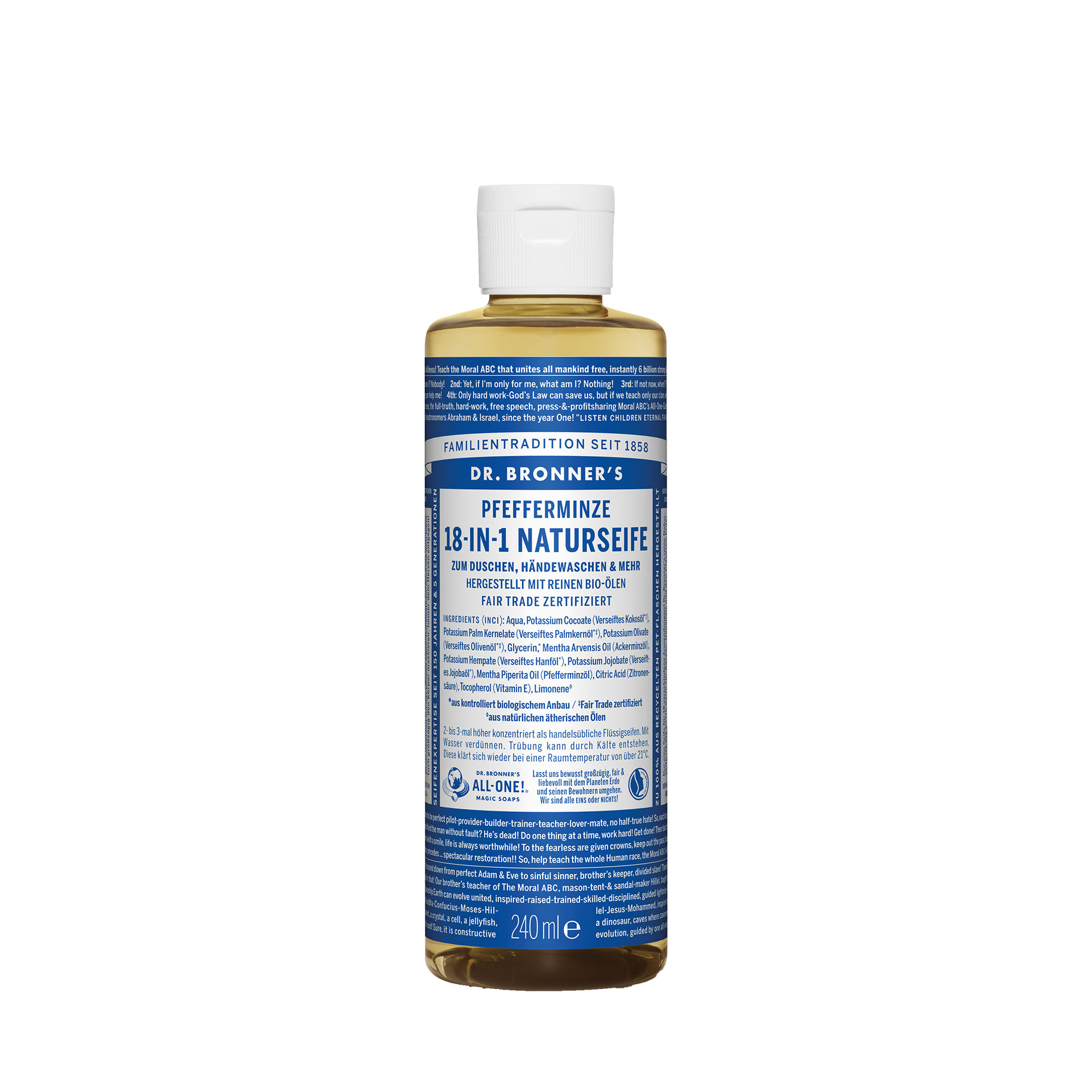 Dr. Bronner's 18-in-1 Naturseife, Pfefferminze, 240 ml