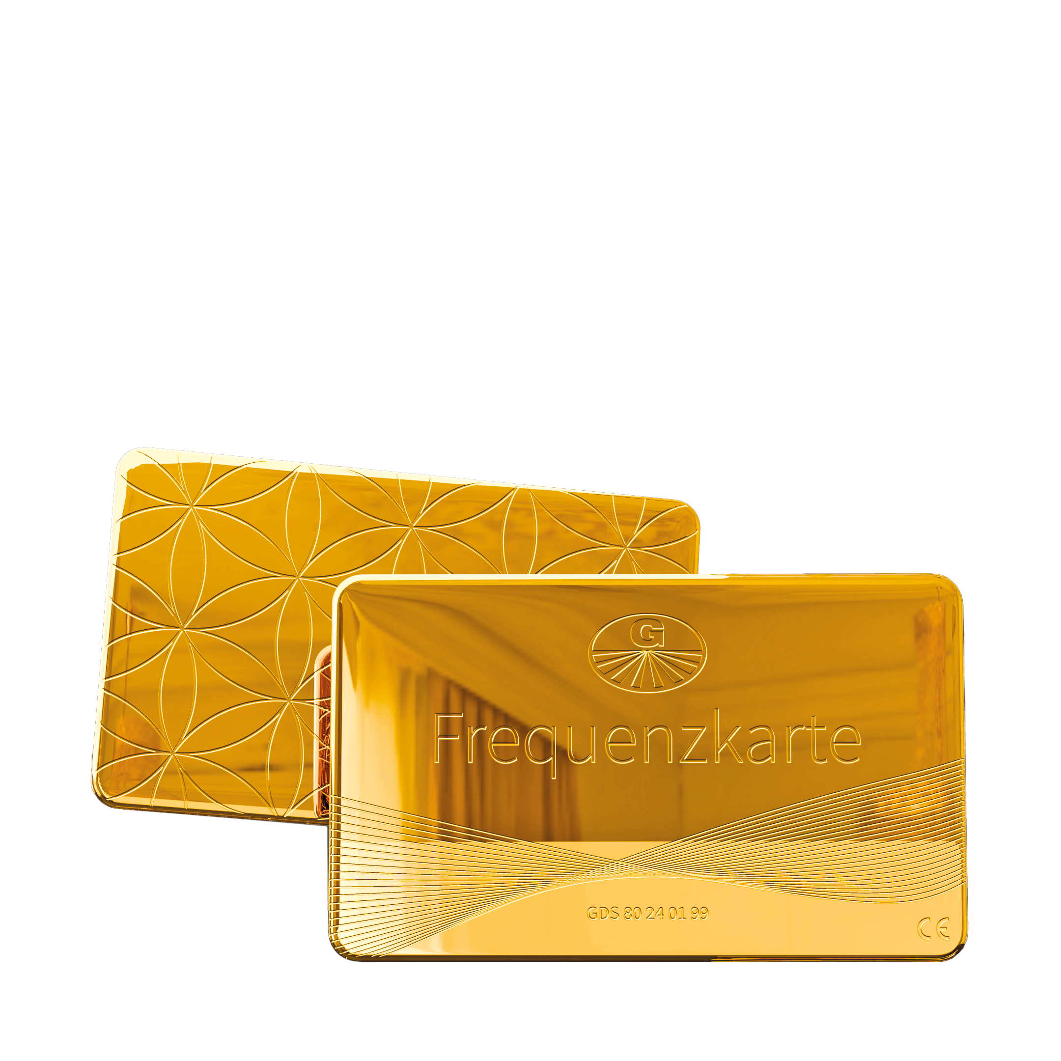 Frequenzkarte vergoldet (73 x 45 mm) inkl. Lederetui, braun