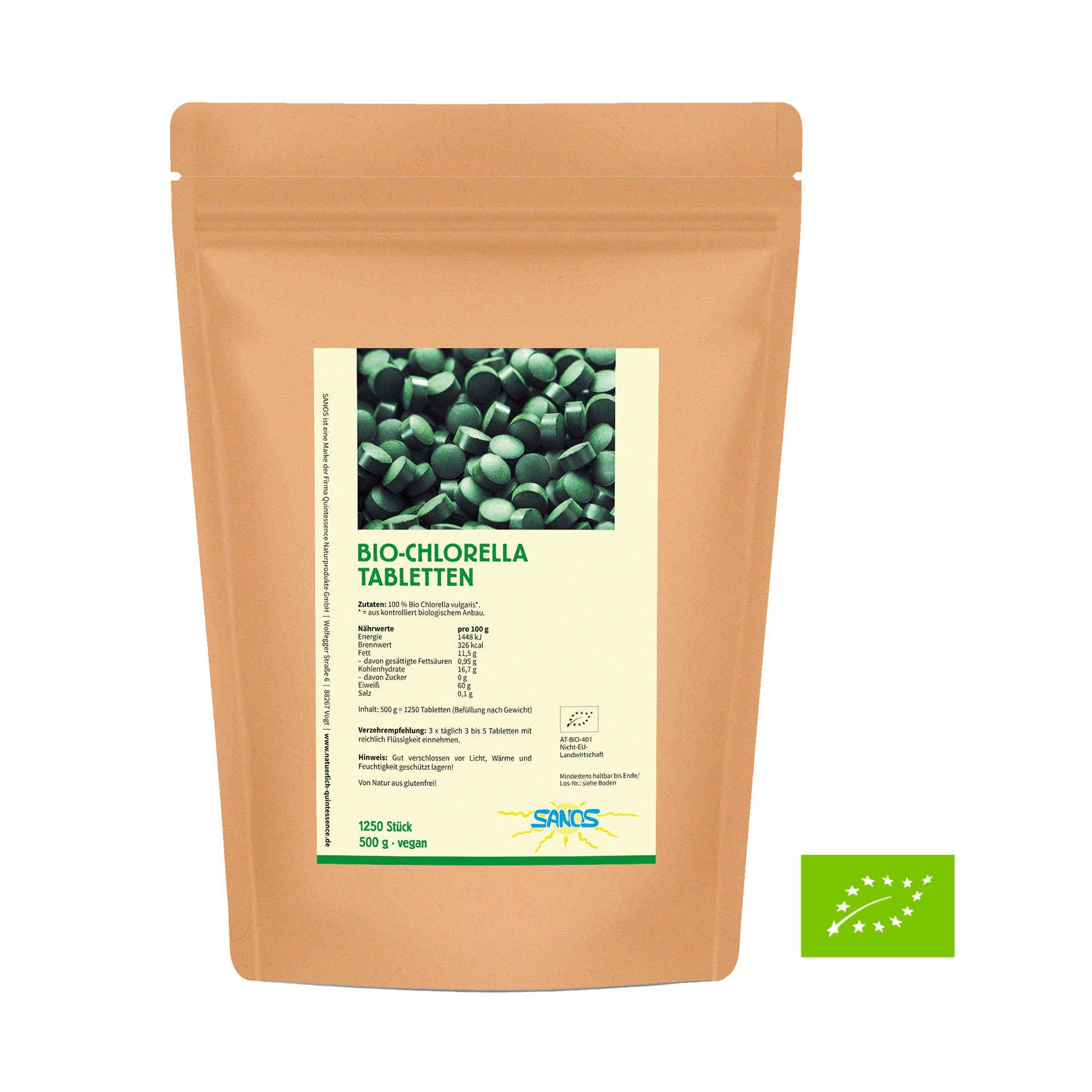 Bio-Chlorella Tabletten, 1250 Stück, 500 g Bio-Chlorella Tabletten, 1250 Stück, 500 g