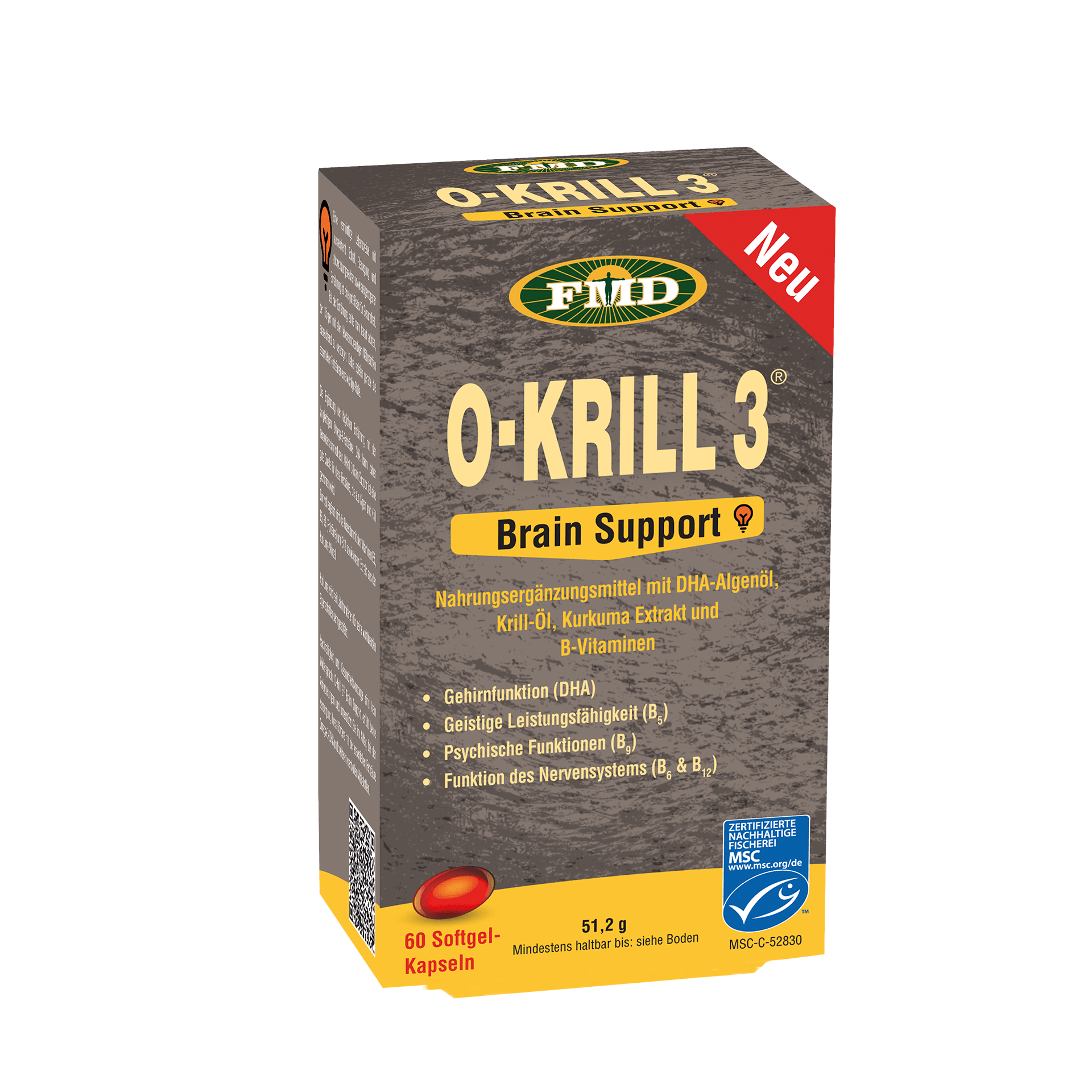 Krillöl O-Krill 3 Brain Support, 60 Kapseln