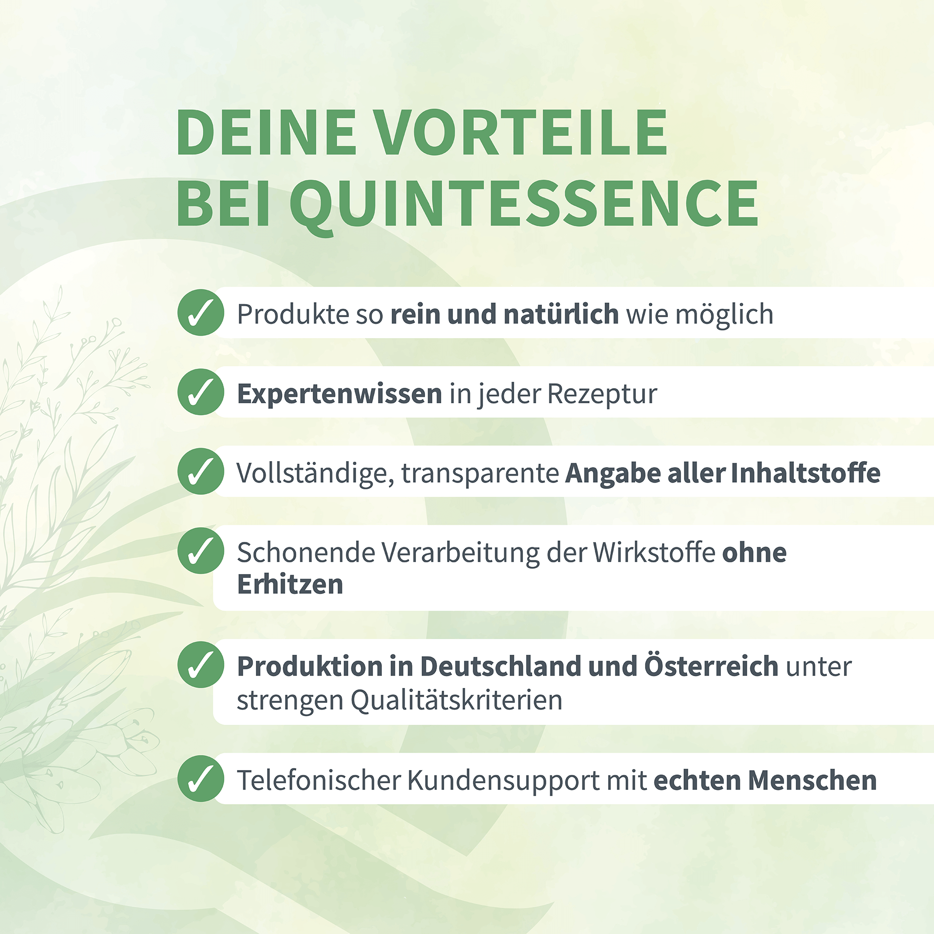 deine vorteile bei quintessence aufgelistet