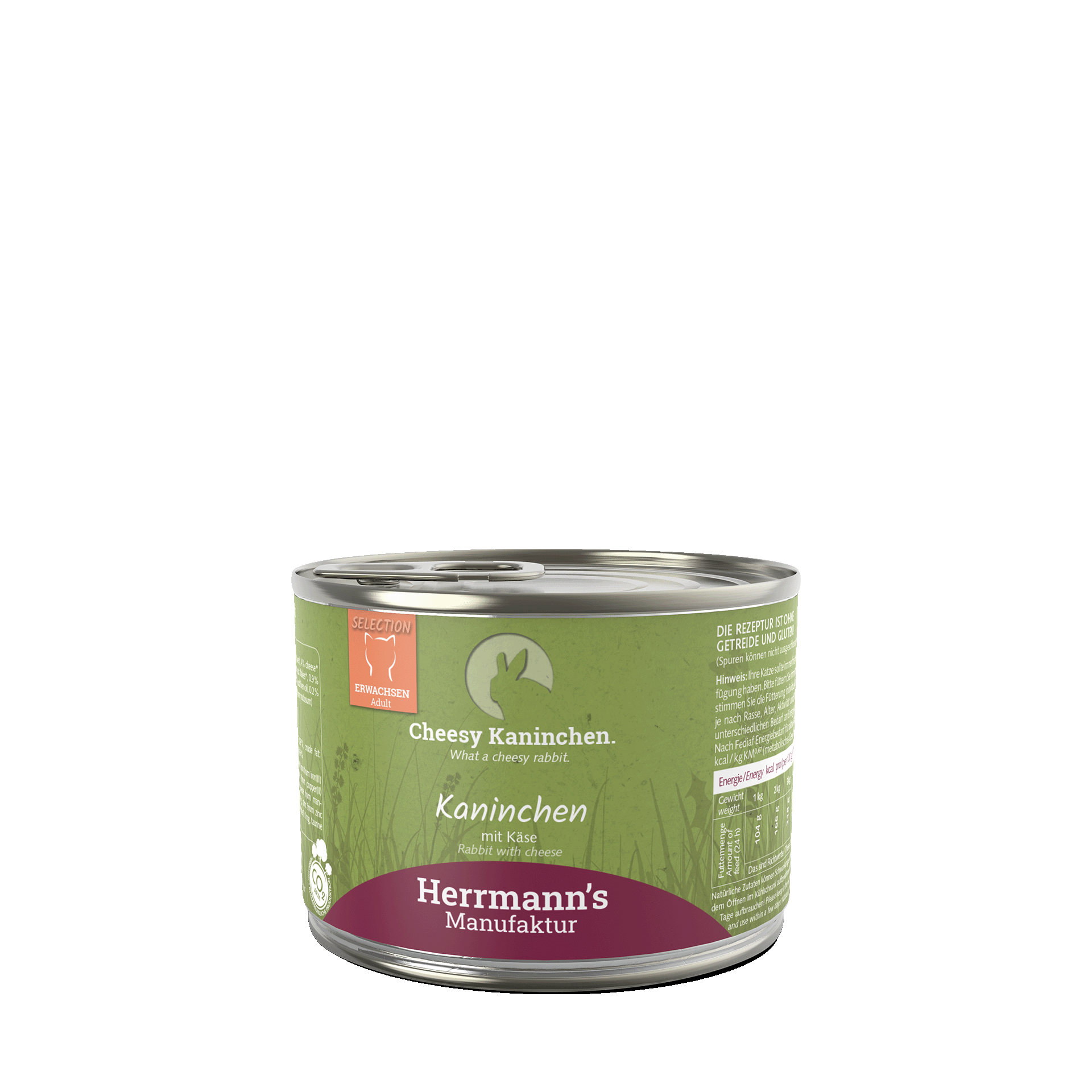 Kaninchen mit Käse und Kokosflocken, 200 g Dose