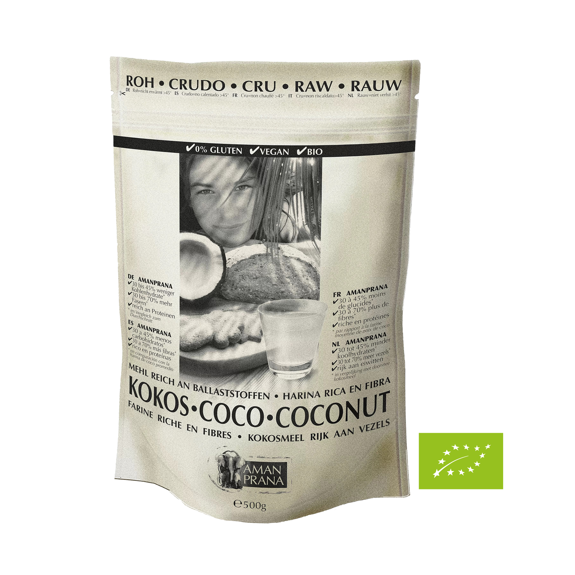Amanprana Kokos-Mehl, Bio, 500 g Amanprana Kokos-Mehl, Bio, 500 g