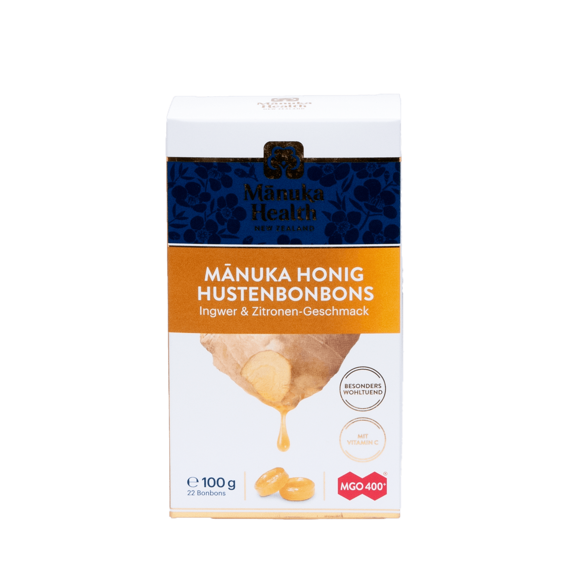 Manuka Honig Lutschbonbons, Ingwer & Zitrone, 100g Manuka Honig Lutschbonbons, Ingwer & Zitrone, 100g