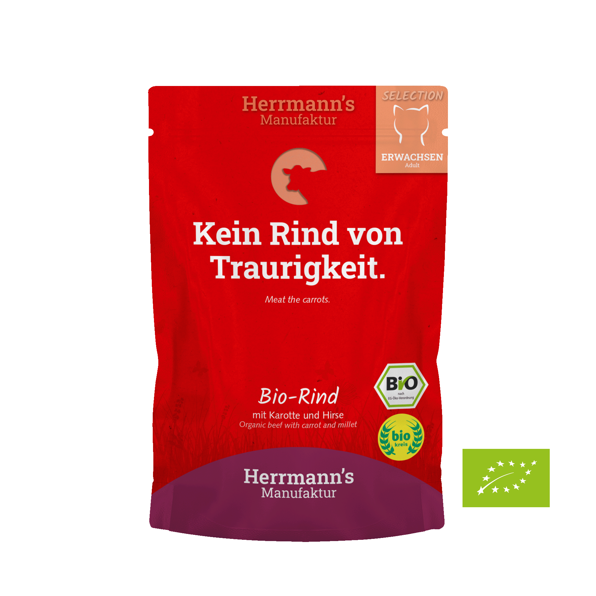Bio-Rind mit Karotte und Hirse, 100 g Portionsbeutel