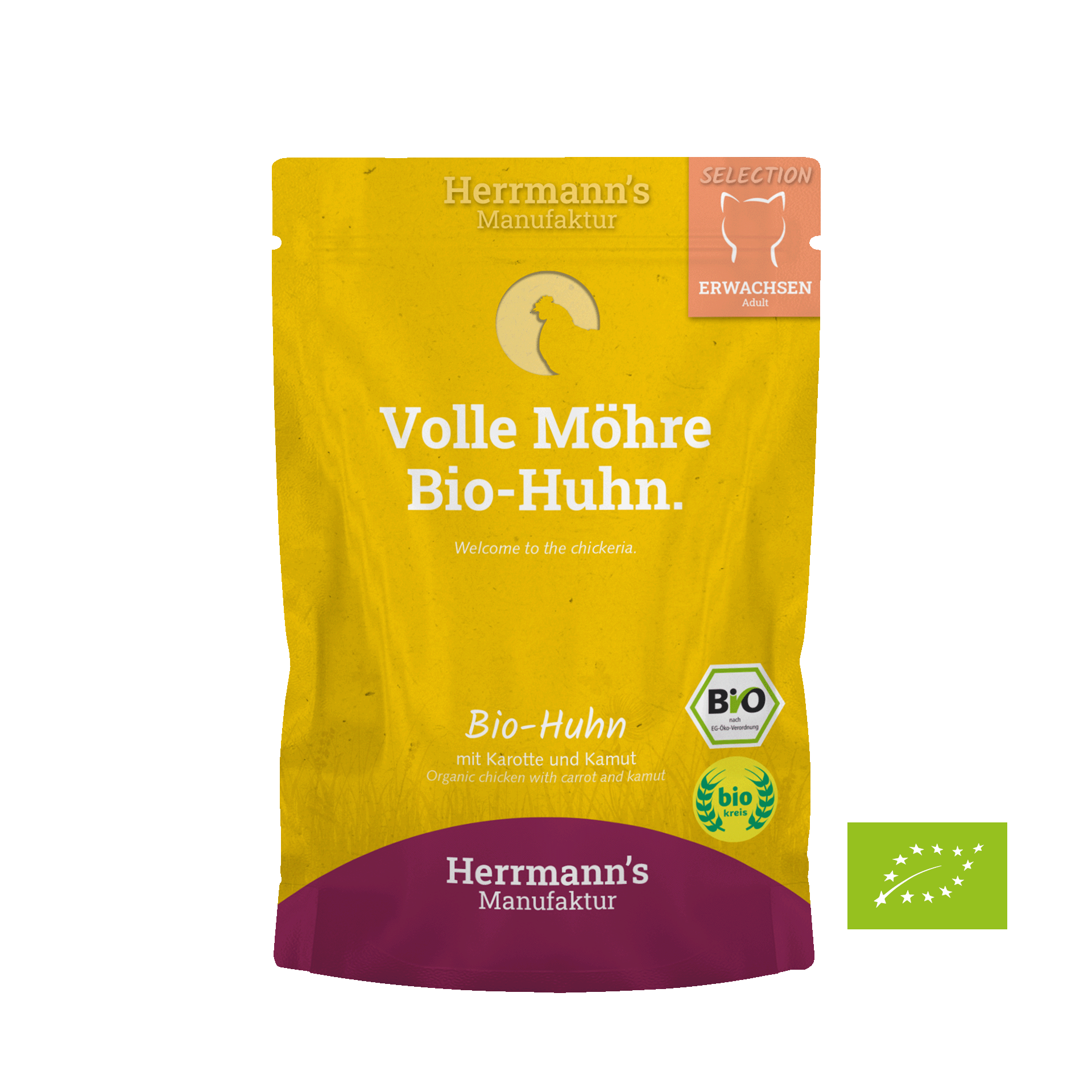 Bio-Huhn mit Kamut und Karotte, 100 g Portionsbeutel