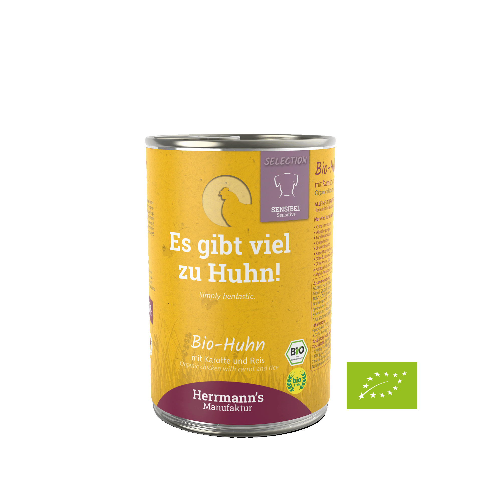 Bio-Huhn mit Karotte und Reis, 400 g Dose