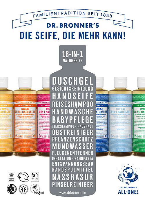 Anwendungsmöglichkeiten für die Seifen von Dr. Bronner´s