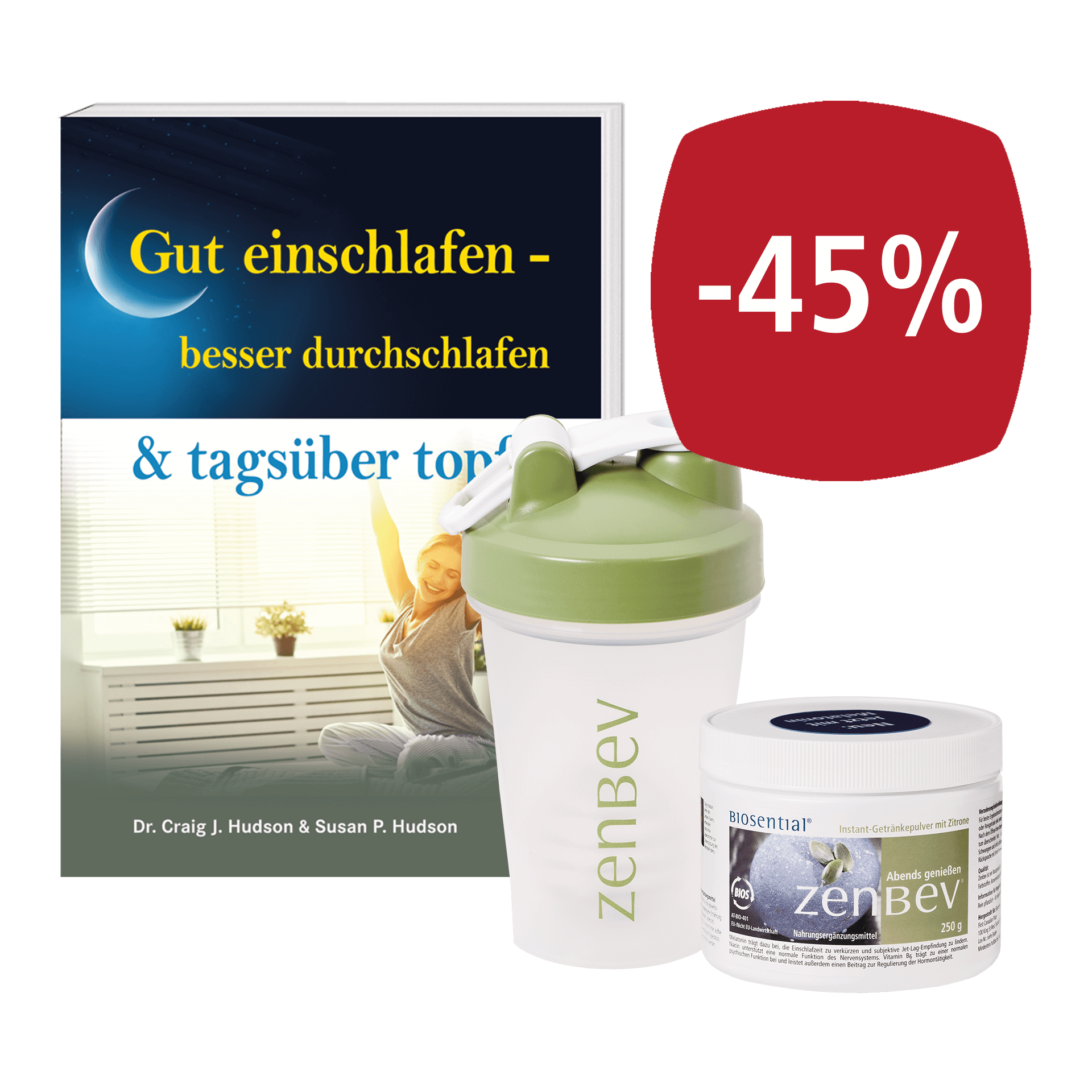 Zenbev Zitrone, 250 g + GRATIS Buch: Gut einschlafen - besser durchschlafen, 116 Seiten + GRATIS Shaker